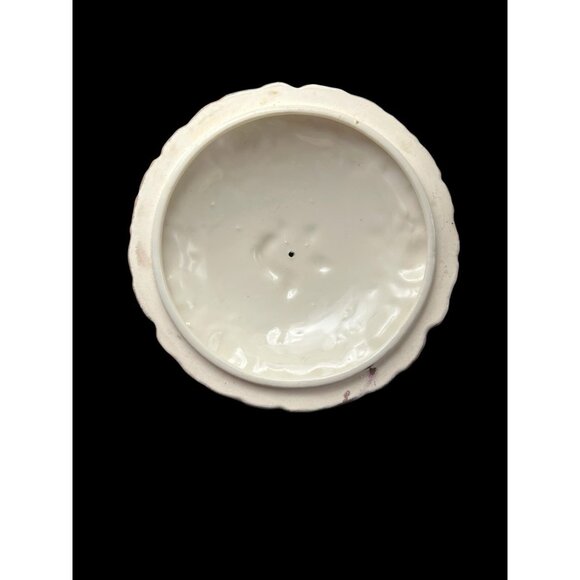 Vintage Japanese Hand Painted Raised Floral Lidded Powder Dresser Jar Ceramic 5" - Picture 4 of 10